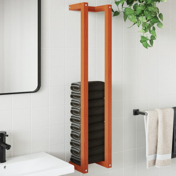 Viaszbarna tömör fenyőfa törülközőtartó 23 x 18 x 110 cm - utánvéttel vagy ingyenes szállítással