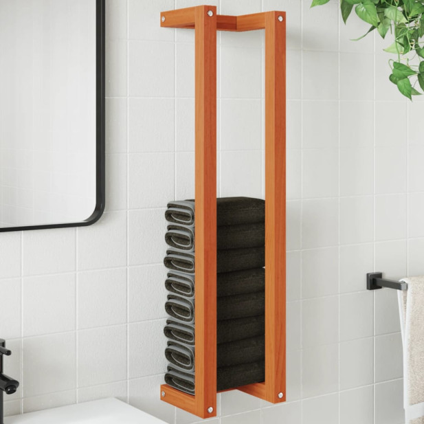 Viaszbarna tömör fenyőfa törülközőtartó 23 x 18 x 90 cm - utánvéttel vagy ingyenes szállítással