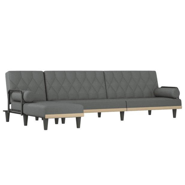 Sötétszürke L-alakú bársony kanapéágy 260x140x70 cm - utánvéttel vagy ingyenes szállítással
