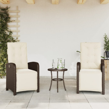 2 db barna polyrattan dönthető kerti szék lábtartóval - utánvéttel vagy ingyenes szállítással