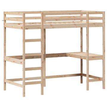Tömör fenyőfa galériaágy íróasztallal 90 x 200 cm - utánvéttel vagy ingyenes szállítással