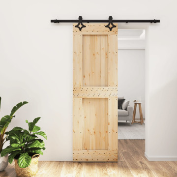Tömör fenyőfa tolóajtó fémszerelék szettel 70 x 210 cm - utánvéttel vagy ingyenes szállítással
