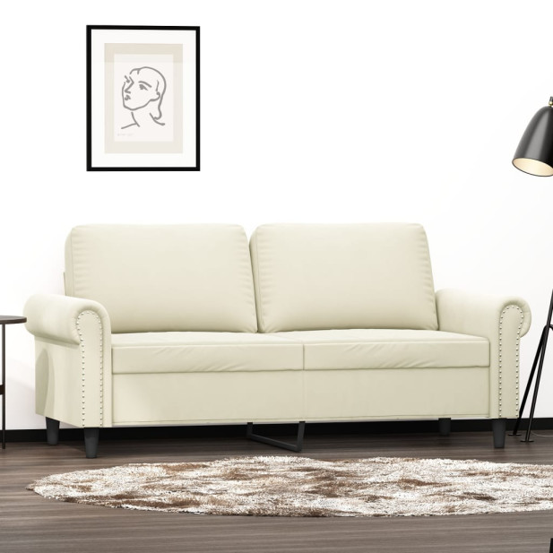 Kétszemélyes krémszínű bársony kanapé 140 cm - utánvéttel vagy ingyenes szállítással