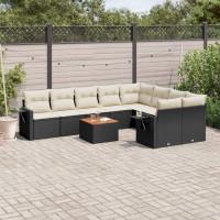 10 részes fekete polyrattan kerti ülőgarnitúra párnákkal - utánvéttel vagy ingyenes szállítással