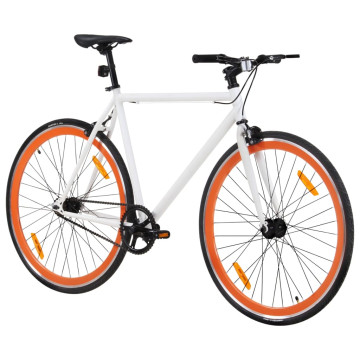 Fehér és narancssárga örökhajtós kerékpár 700c 59 cm - utánvéttel vagy ingyenes szállítással
