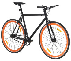 Fekete és narancssárga fix áttételes kerékpár 700c 51 cm - utánvéttel vagy ingyenes szállítással