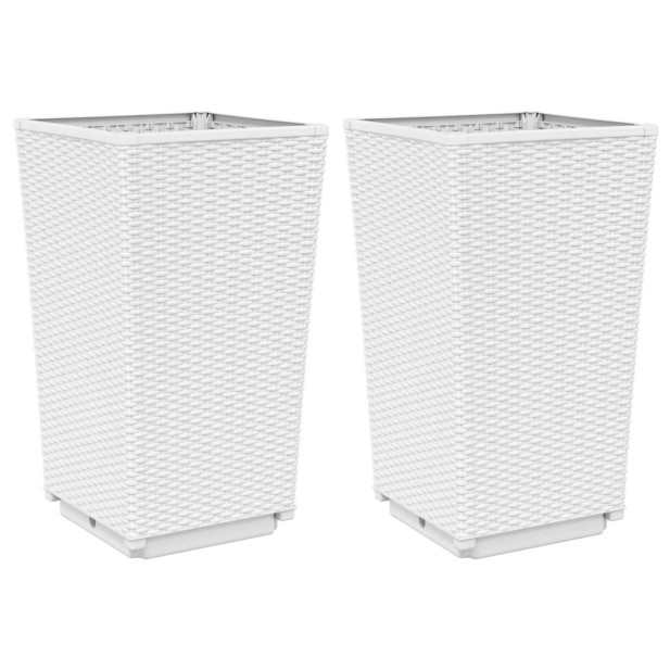 2 db fehér polipropilén kerti ültetőláda 32,5 x 32,5 x 57 cm - utánvéttel vagy ingyenes szállítással