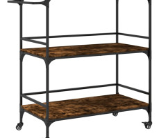 Füstös tölgy színű szerelt fa zsúrkocsi 100,5 x 50 x 105 cm - utánvéttel vagy ingyenes szállítással