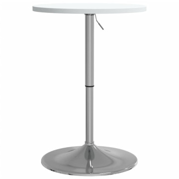 Fehér szerelt fa és krómozott acél bárasztal 50 x 50 x 90 cm - utánvéttel vagy ingyenes szállítással
