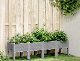 Világosszürke PP rácsos kerti ültetőláda 160 x 40 x 42 cm - utánvéttel vagy ingyenes szállítással