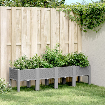 Világosszürke PP rácsos kerti ültetőláda 160 x 40 x 42 cm - utánvéttel vagy ingyenes szállítással