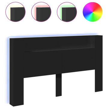 Fekete áthidalószekrény LED-világítással 180 x 16,5 x 103,5 cm - utánvéttel vagy ingyenes szállítással