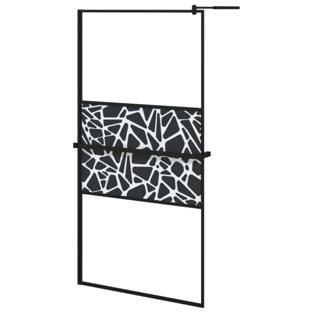 Fekete ESG üveg és alumínium zuhanyfal polccal 100 x 195 cm - utánvéttel vagy ingyenes szállítással