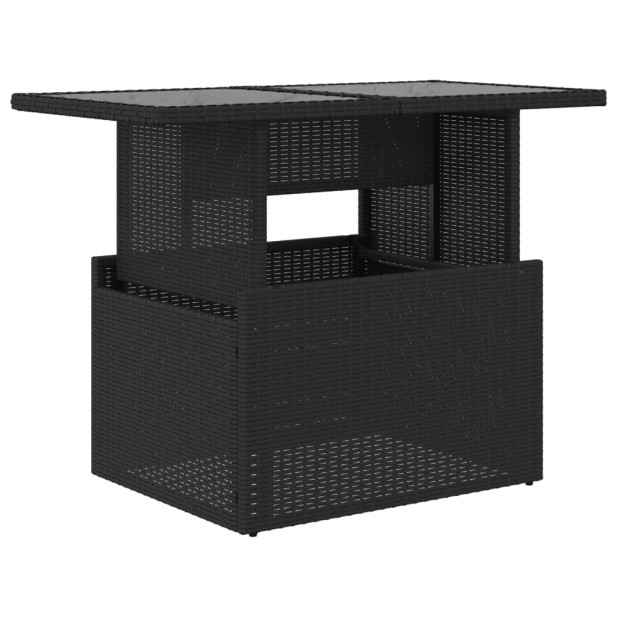 Fekete polyrattan üveglapos kerti asztal 100 x 55 x 73 cm - utánvéttel vagy ingyenes szállítással
