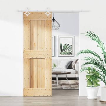 Tömör fenyőfa tolóajtó fémszerelék szettel 70 x 210 cm - utánvéttel vagy ingyenes szállítással
