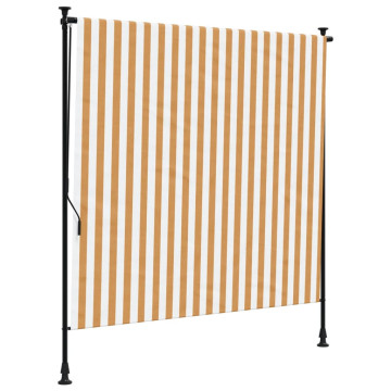 Narancssárga és fehér szövet és acél kültéri roló 200 x 270 cm - utánvéttel vagy ingyenes szállítással