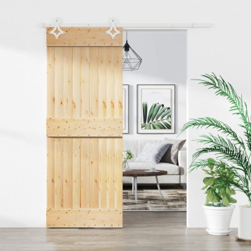 Tömör fenyőfa tolóajtó fémszerelék szettel 70 x 210 cm - utánvéttel vagy ingyenes szállítással
