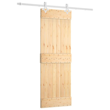 Tömör fenyőfa tolóajtó fémszerelék szettel 70 x 210 cm - utánvéttel vagy ingyenes szállítással