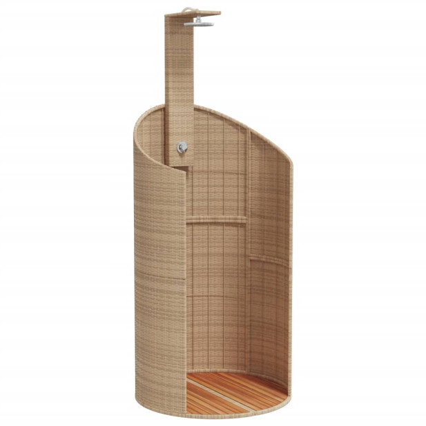 Bézs polyrattan és akácfa kültéri zuhanyzó 100x100x241,5 cm - utánvéttel vagy ingyenes szállítással