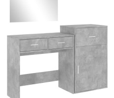 3 részes betonszürke szerelt fa fésülködőasztal-szett - utánvéttel vagy ingyenes szállítással
