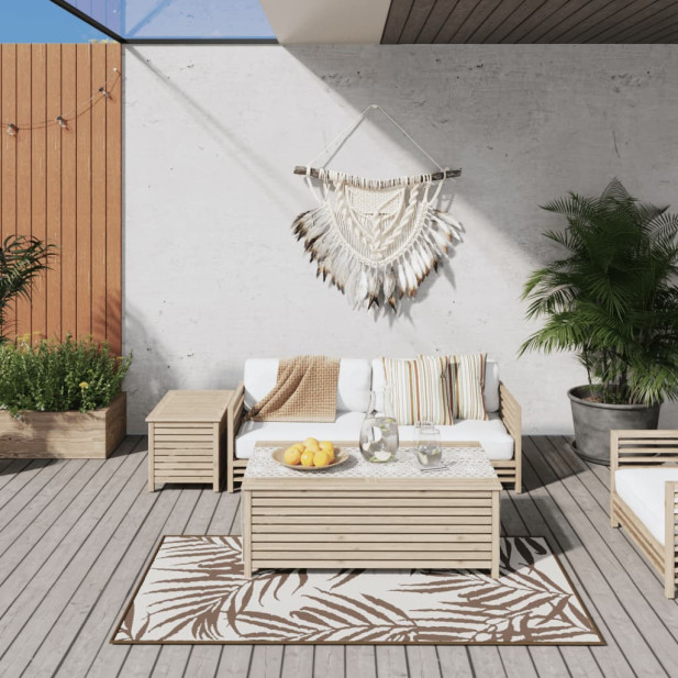 Barna és fehér megfordítható kültéri szőnyeg 80 x 150 cm - utánvéttel vagy ingyenes szállítással