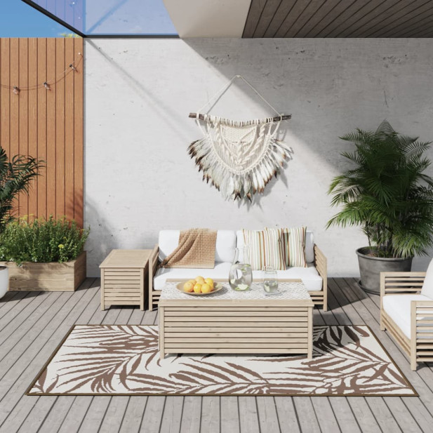 Barna és fehér megfordítható kültéri szőnyeg 100x200 cm - utánvéttel vagy ingyenes szállítással