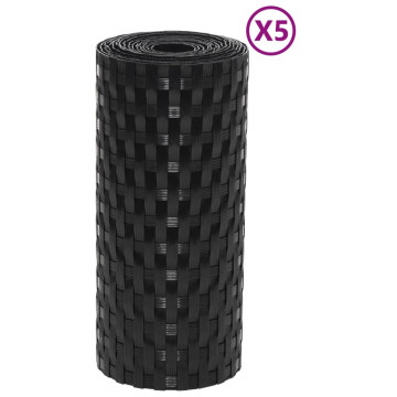 5 db fekete polyrattan erkélyparaván 255 x 19 cm - utánvéttel vagy ingyenes szállítással