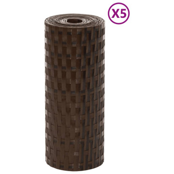 5 db barna és fekete polyrattan erkélyparaván 255 x 19 cm - utánvéttel vagy ingyenes szállítással
