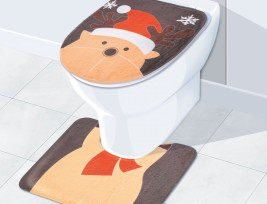 Karácsonyi WC ülőke és szőnyeg rénszarva mintával