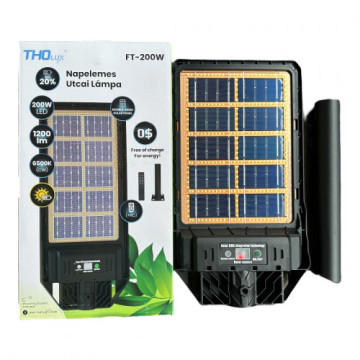 THO FT-200w Napelemes lámpa,  1200Lm,  6500K,  Fekete