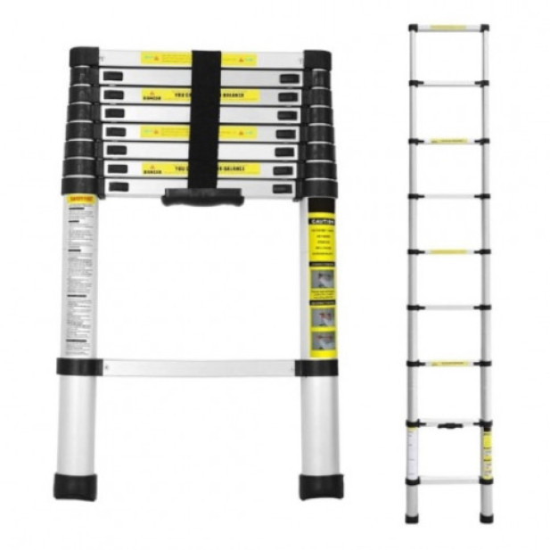 Haina HB-6366 - 2,6 méter Teleszkópos Alumínium Létra, 150kg teherbírású