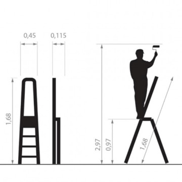 Hitman HT-NIL-6483 - Egyoldalas Aluminium Létra 98cm magas, 5 lépcsőfokos, 125 kg teherbírású