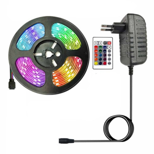 5m-es Led szalag adapterrel,  távirányítóval JSY-1230