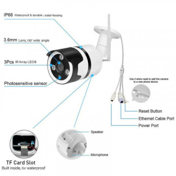 F-6003-4 Mozgásérzékelős HD  WiFi biztonsági kamera, Cloud funkcióval