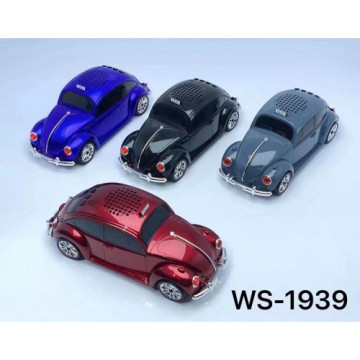 WS-1939 Taxi Formájú Vezeték Nélküli Hangszóró BT FM USB TWS-Piros