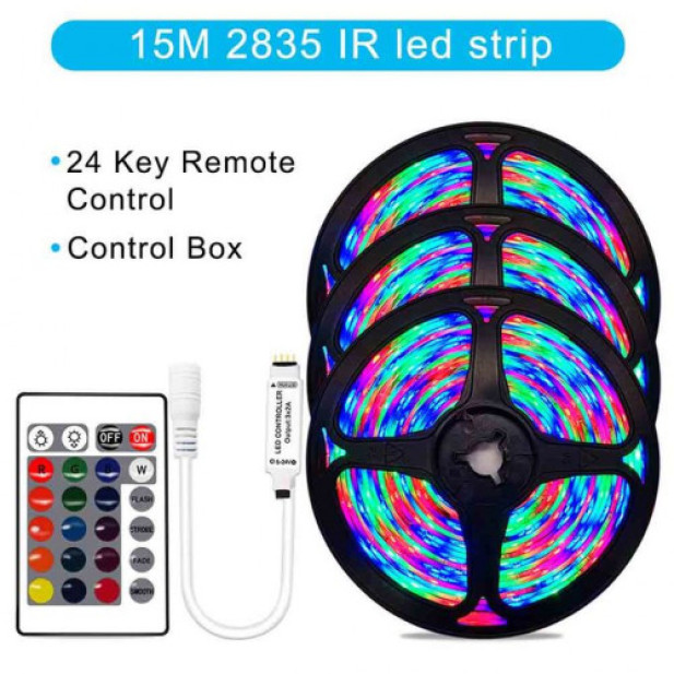 15 méteres színes RGB 2835 kültéri LED szalag szett