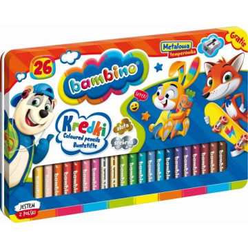 Bambino 26 db-os vastag színes ceruza készlet fém dobozban