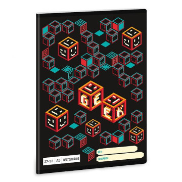 Ars Una A5-ös kockás füzet - Geek piros