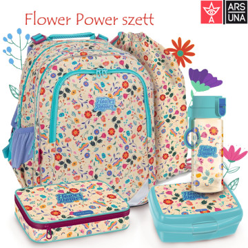 Ars Una virágos iskolatáska, hátizsák SZETT 5 részes - Flower Power