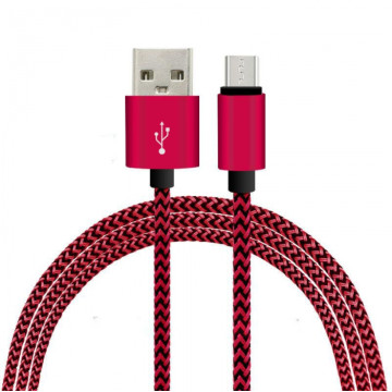 ITOTAL CM3095R textil borítású Micro USB töltőkábel 1m, Skarlátvörös