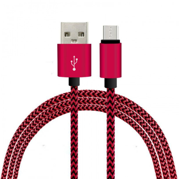 ITOTAL CM3095R textil borítású Micro USB töltőkábel 1m, Skarlátvörös