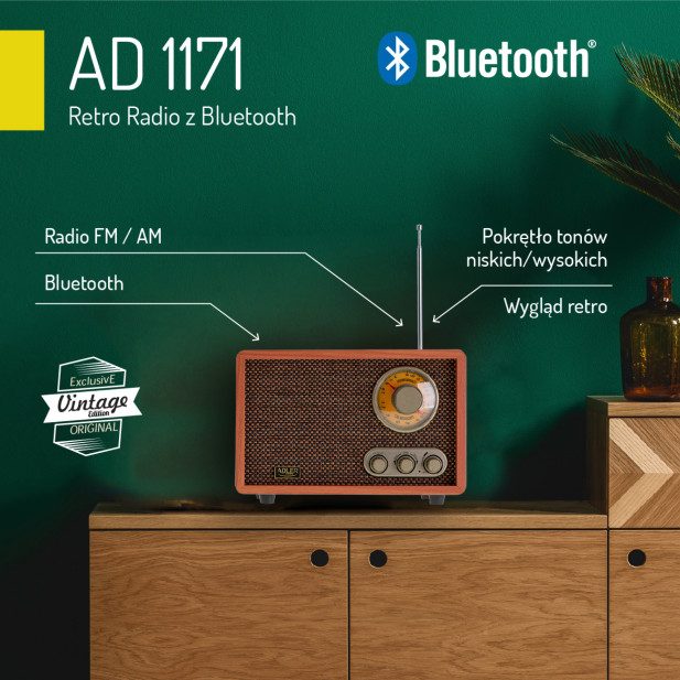 Adler AD1171 Bluetooth-os Retro Rádió