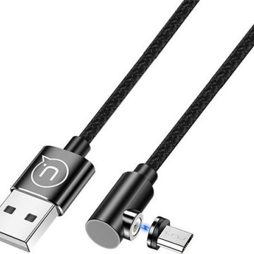 USAMS SJ446USB01 Jobb Oldalas Mágneses Micro Töltőkábel, fekete