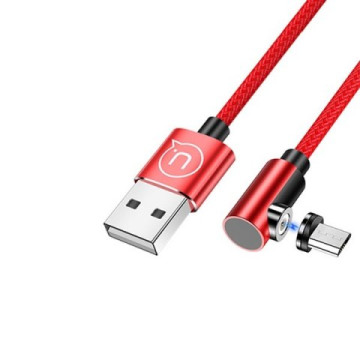 USAMS SJ446USB02 Jobb Oldalas Mágneses Micro Töltőkábel, piros