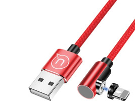 Usams SJ444USB02 Jobb Oldalas Mágneses Lightning Töltőkábel 100 cm piros