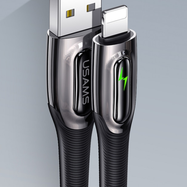 USAMS SJ469USB01 120cm-es okos lightning szövet borítású töltőkábel