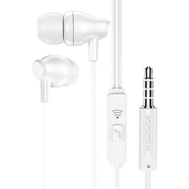 Borofone BM61 Wanderer fehér mikrofonos fülhallgató, headset