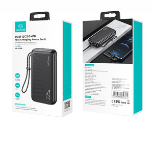 USAMS 20KCD16801 20.000 mAH powerbank PD gyorstöltő és QC3.0 bemenettel 22,5W