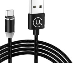 USAMS SJ294USB01 Mágneses Micro USB töltőkábel, fekete, 1299152