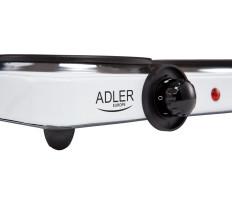 Adler AD6504 2 személyes főzőlap, 185mm-es és 155mm-es főző felület, 2500W, Fehér